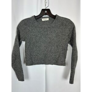 Babaton Aritzia‎ Charcoal Gray Wool Blend Cropped Ribbed Knit Sweater Small